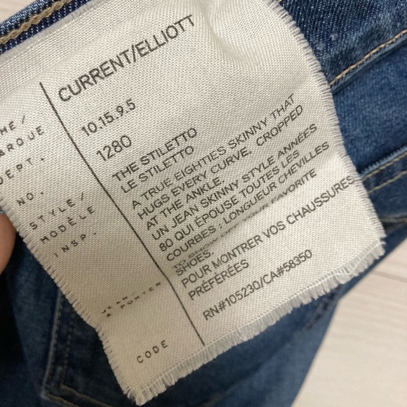 Current/Elliott "The Stiletto" Cropped Jeans Sz 28 - Picture 10 of 11